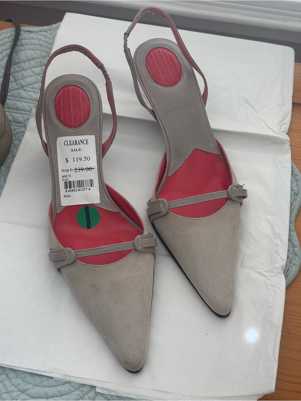 Vintage Banfi Zambreli. Italian made hand crafted sling back shoes